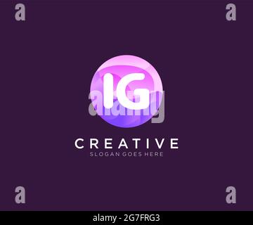 IG initial logo With Colorful Circle template Stock Vector
