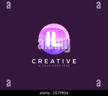IL logo With Colorful Circle template Stock Vector