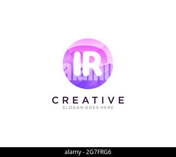IR initial logo With Colorful Circle template Stock Vector