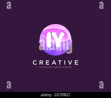 IY initial logo With Colorful Circle template Stock Vector