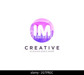 IM initial logo With Colorful Circle template Stock Vector