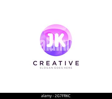 JK initial logo With Colorful Circle template Stock Vector