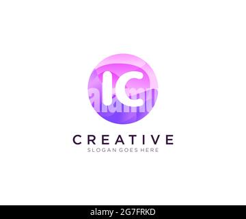 IC initial logo With Colorful Circle template Stock Vector