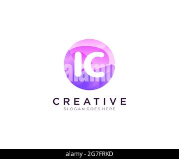 IC initial logo With Colorful Circle template Stock Vector