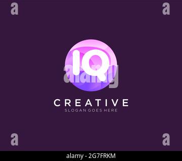 IQ initial logo With Colorful Circle template Stock Vector