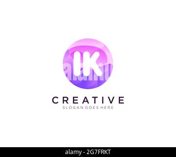 IK initial logo With Colorful Circle template Stock Vector