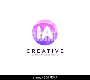 IA initial logo With Colorful Circle template Stock Vector