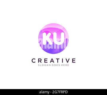KU initial logo With Colorful Circle template Stock Vector