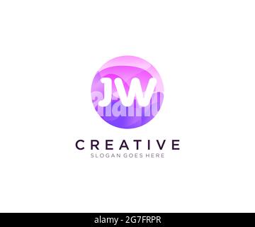 JW initial logo With Colorful Circle template Stock Vector