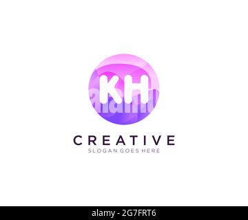 KH initial logo With Colorful Circle template Stock Vector