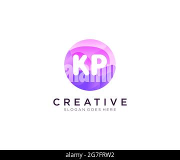 KP initial logo With Colorful Circle template Stock Vector