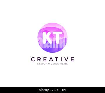 KT initial logo With Colorful Circle template Stock Vector