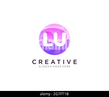 LU initial logo With Colorful Circle template Stock Vector