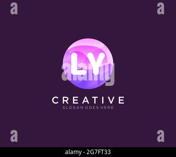 LY initial logo With Colorful Circle template Stock Vector