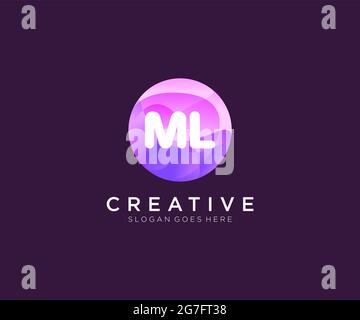 ML initial logo With Colorful Circle template Stock Vector
