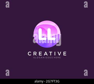 LL initial logo With Colorful Circle template Stock Vector