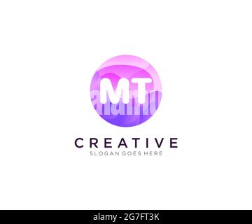 MT initial logo With Colorful Circle template Stock Vector