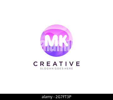 MK initial logo With Colorful Circle template Stock Vector