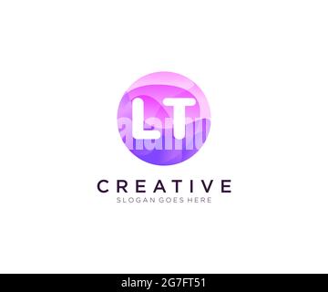 LT initial logo With Colorful Circle template Stock Vector