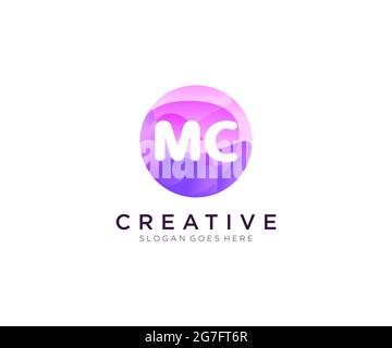 MC initial logo With Colorful Circle template Stock Vector