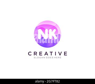 NK initial logo With Colorful Circle template Stock Vector