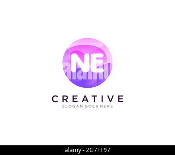 NE initial logo With Colorful Circle template Stock Vector