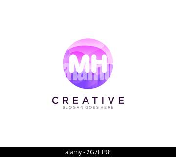 MH initial logo With Colorful Circle template Stock Vector
