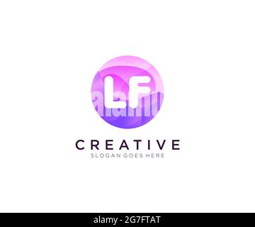 LF initial logo With Colorful Circle template Stock Vector