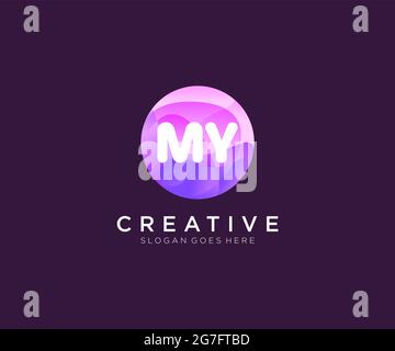 MY initial logo With Colorful Circle template Stock Vector