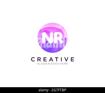 NR initial logo With Colorful Circle template Stock Vector