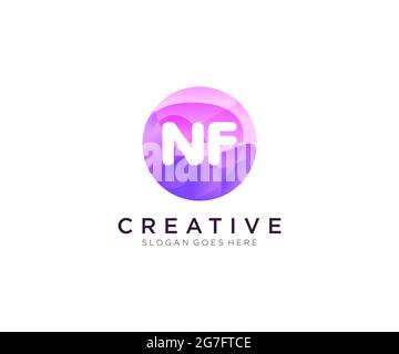 NF initial logo With Colorful Circle template Stock Vector