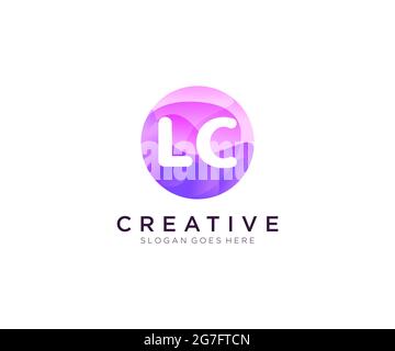 LC initial logo With Colorful Circle template Stock Vector