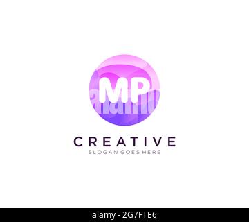 MP initial logo With Colorful Circle template Stock Vector