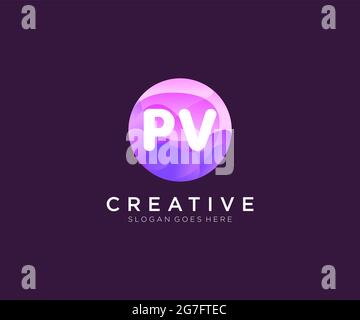 PV initial logo With Colorful Circle template Stock Vector