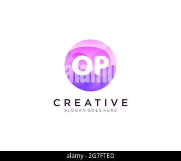 OP initial logo With Colorful Circle template Stock Vector