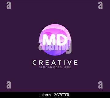 MD initial logo with rounded circle vector graphic Stock Vector Image ...