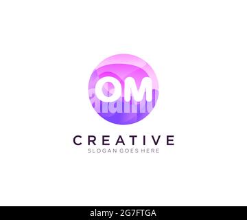 OM initial logo With Colorful Circle template Stock Vector