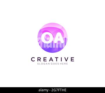 OA initial logo With Colorful Circle template Stock Vector