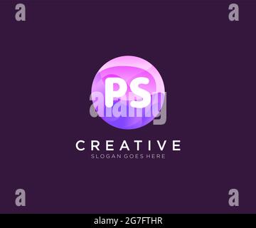 PS initial logo With Colorful Circle template Stock Vector