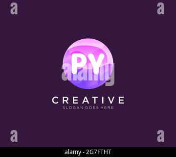 PY initial logo With Colorful Circle template Stock Vector