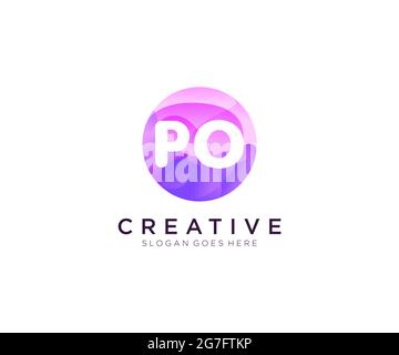 PO initial logo With Colorful Circle template Stock Vector