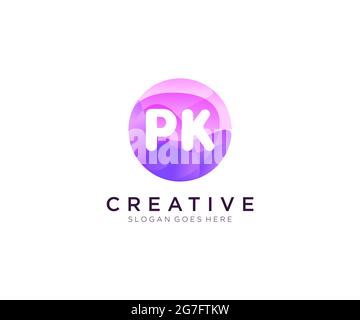 PK initial logo With Colorful Circle template Stock Vector