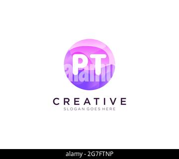 PT initial logo With Colorful Circle template Stock Vector