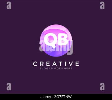 QB initial logo With Colorful Circle template Stock Vector