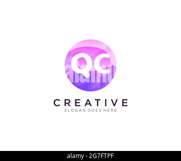 QC initial logo With Colorful Circle template Stock Vector