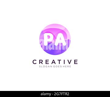 PA initial logo With Colorful Circle template Stock Vector