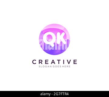 QK initial logo With Colorful Circle template Stock Vector