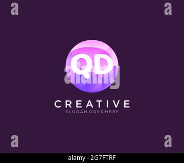 QD initial logo With Colorful Circle template Stock Vector