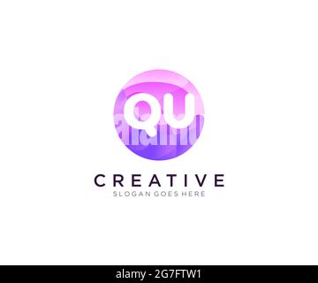QU initial logo With Colorful Circle template Stock Vector