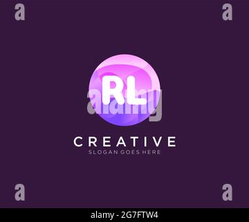 RL initial logo With Colorful Circle template Stock Vector